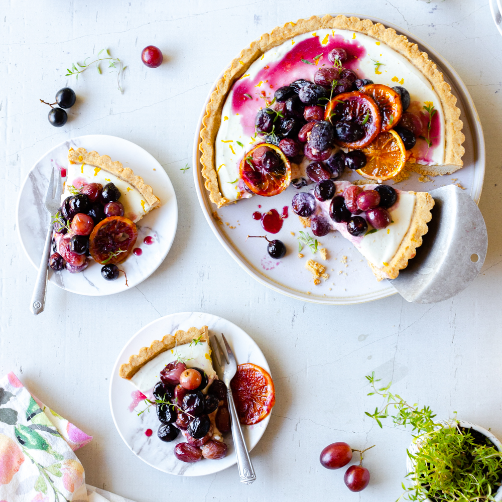 Roasted Grape Goat Cheese Tart by Baking The Goods