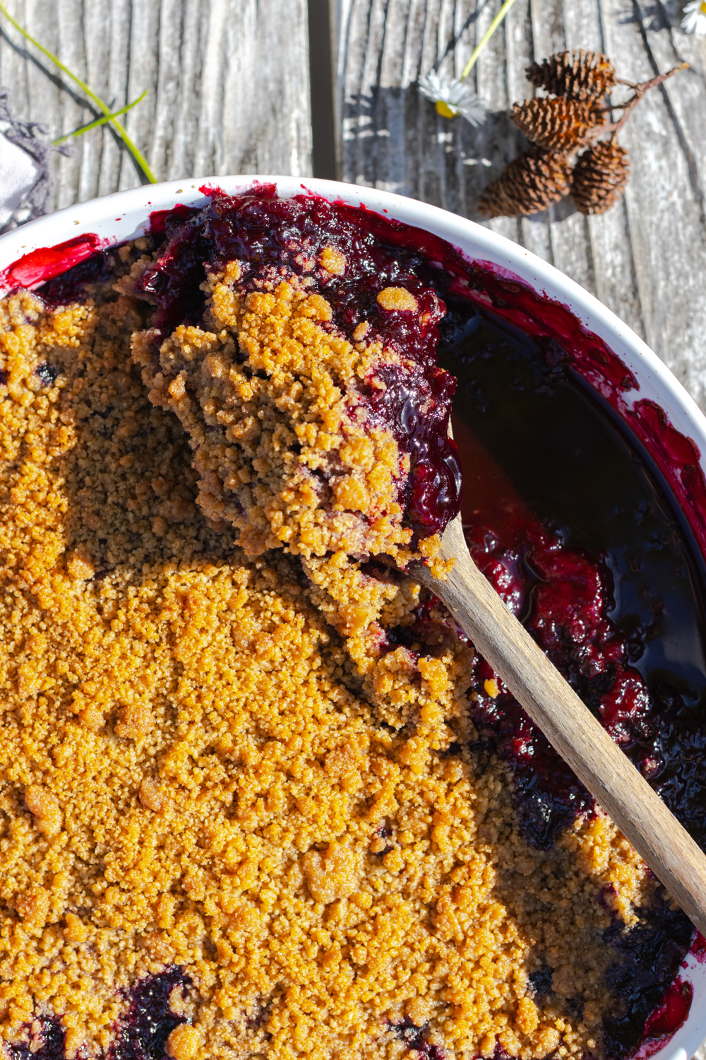 Scooping the Huckleberry Crumble