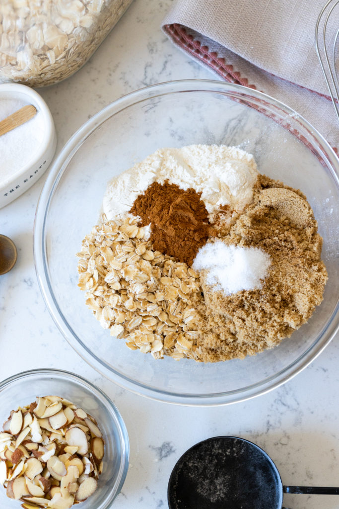 Mixed Berry Oat Almond Crisp topping ingredients