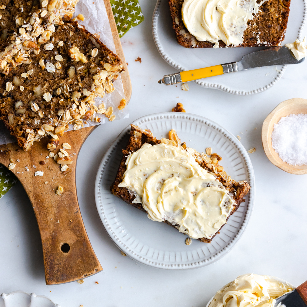Brown Butter Apple Oat Walnut Bread with Whipped Honey Butter by Baking The Goods