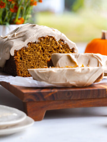 Pumpkin Spice Bread with Maple Cream Cheese Frosting by Baking The Goods