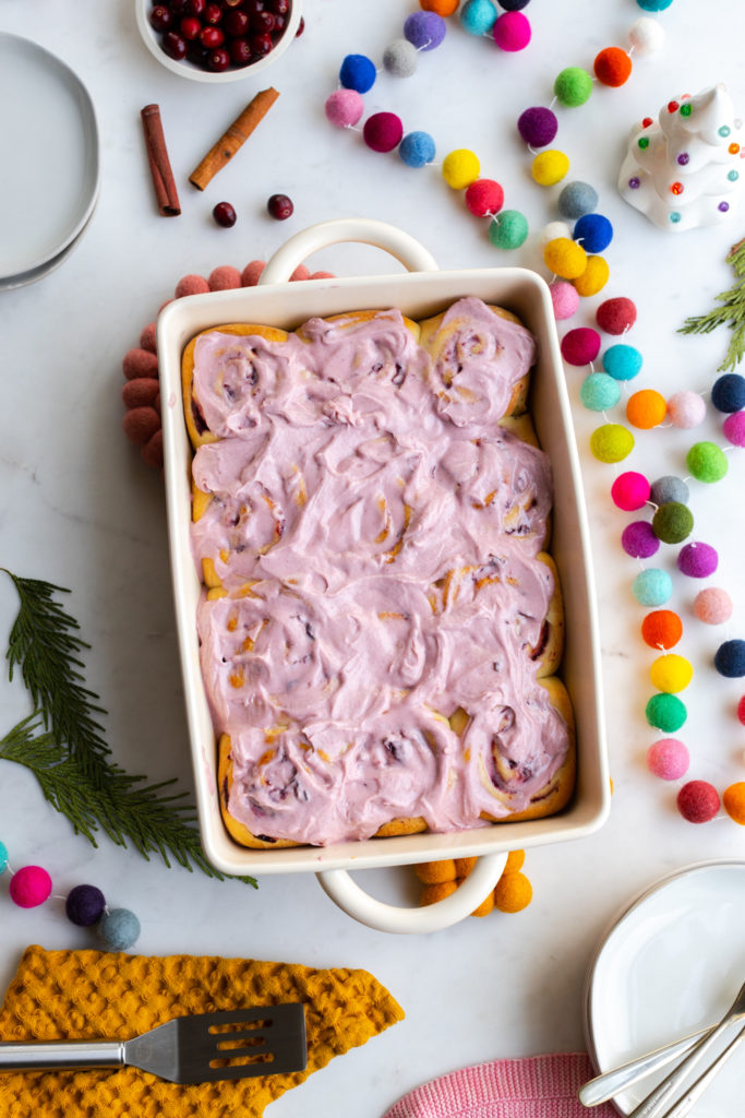 Dish of Cranberry Orange Spice Rolls