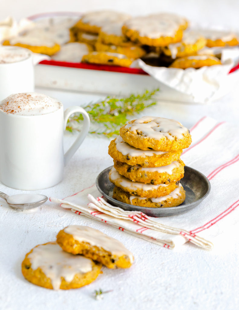 Iced Orange Currant Oatmeal Cookies with Cortados