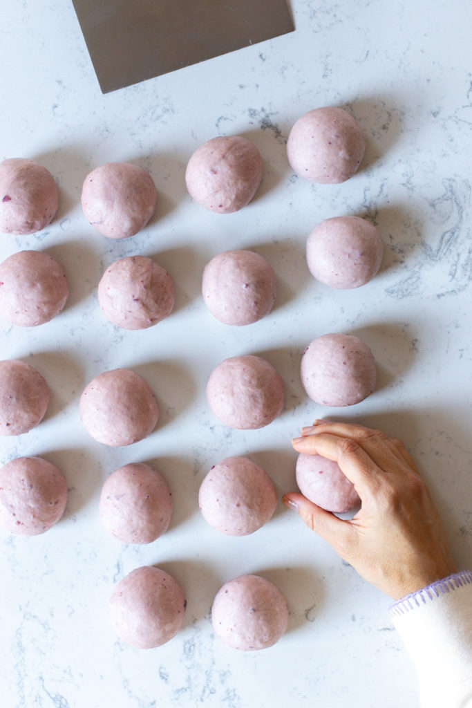 Purple Sweet Potato Dinner Rolls rolled