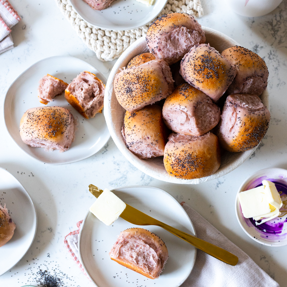 Purple Sweet Potato Dinner Rolls by Baking The Goods