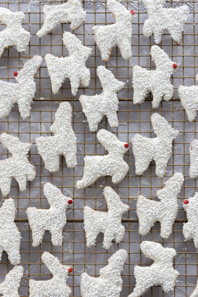 reindeer cookies with white chocolate icing
