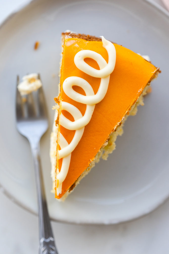 Orange Cream Cake slice close up