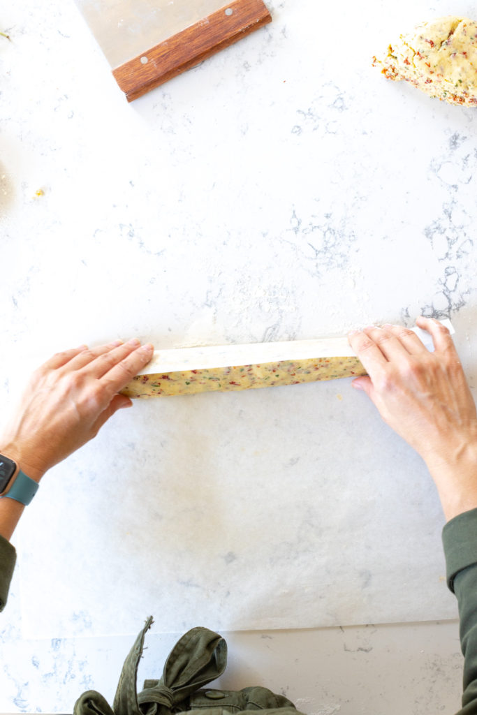 Wrapping up shortbread dough