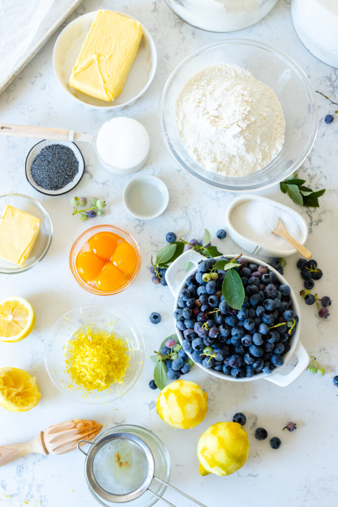 Blueberry Lemon Curd Poppy Seed Shortbread Bars ingredients