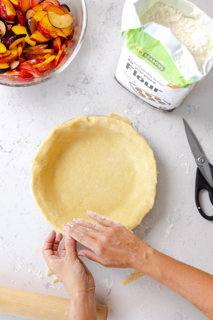 tucking bottom pie dough