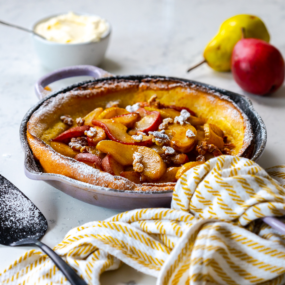 Spiced Pear & Walnut Dutch Baby by Baking The Goods
