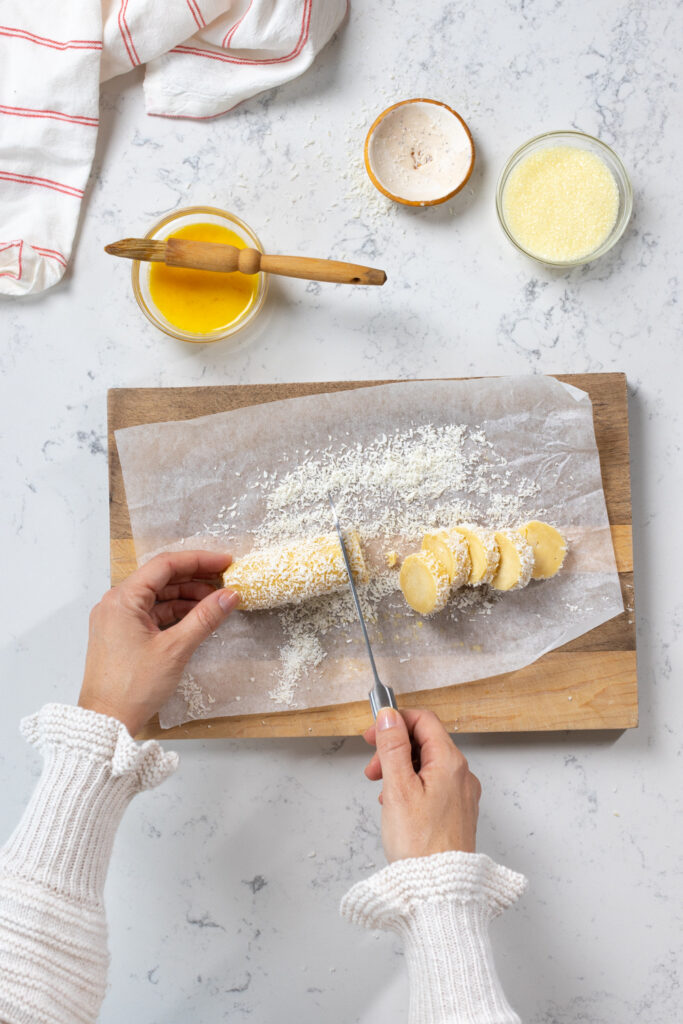 Slicing Coconut Butter Cookies