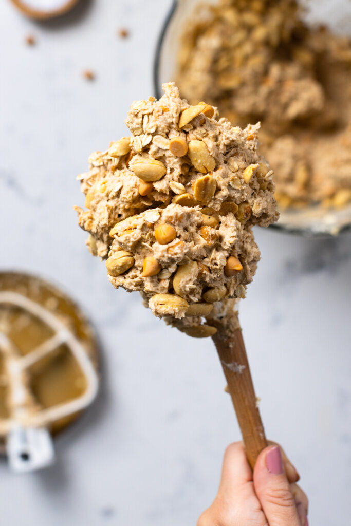 Butterscotch chip Oatmeal Cookie dough with peanuts
