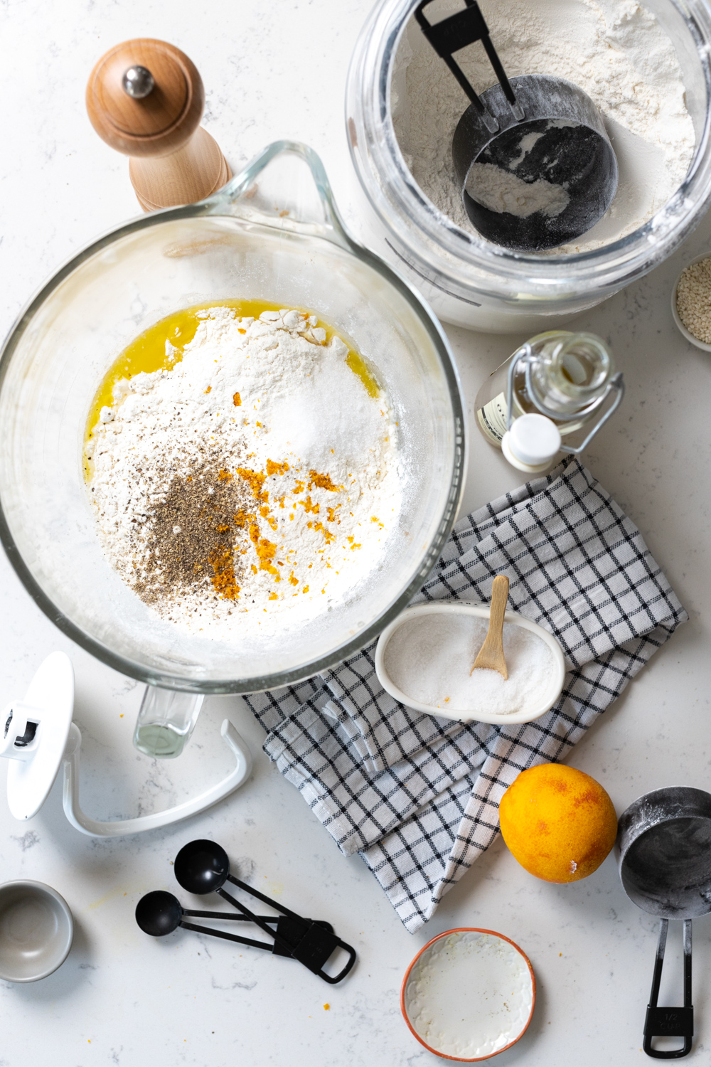 Blood Orange Olive Shallot Focaccia ingredients