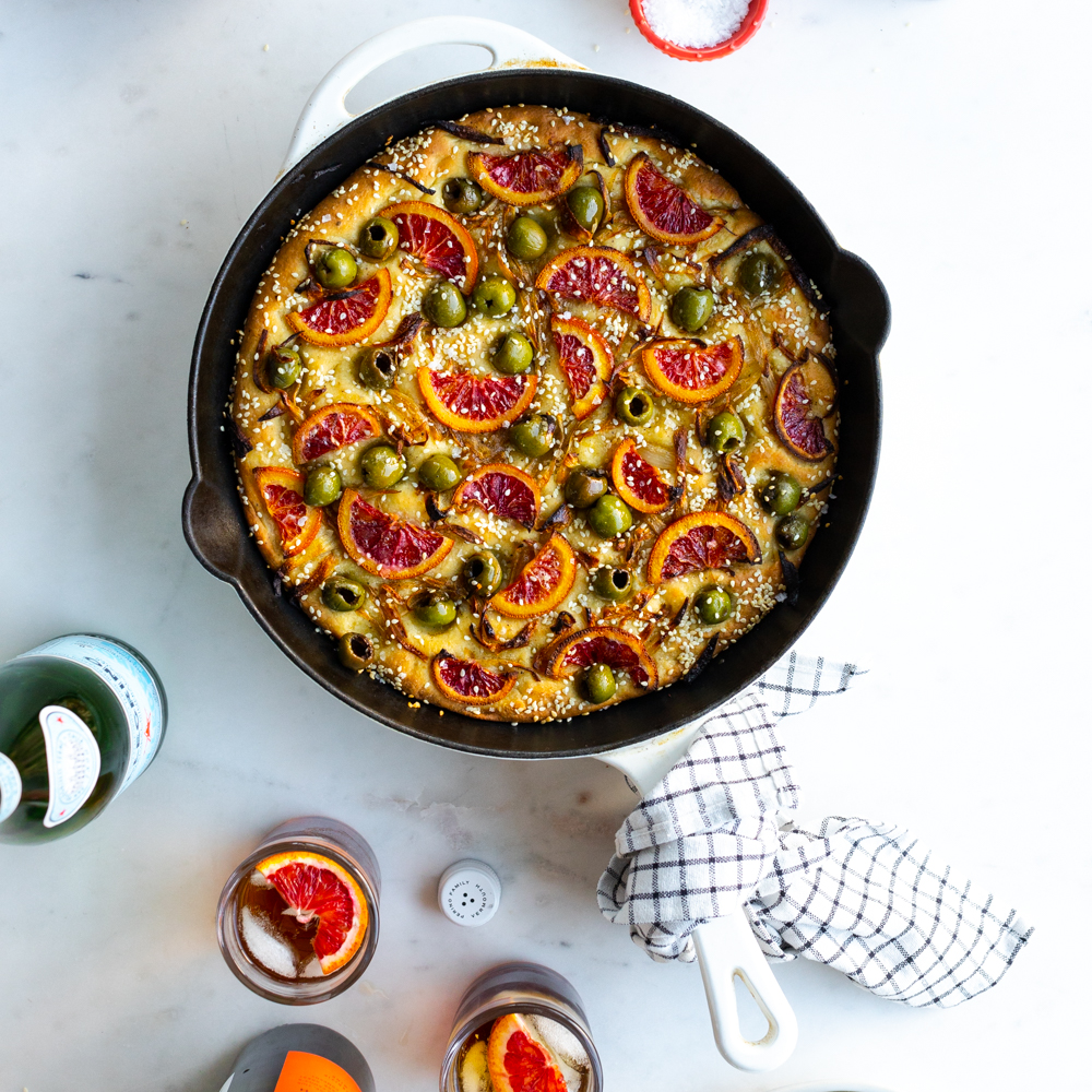 Blood Orange Olive Shallot Focaccia by Baking The Goods