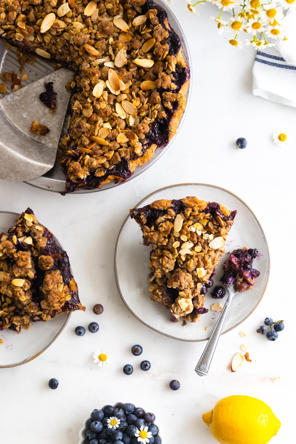 Blueberry Almond Crumble Pie slice