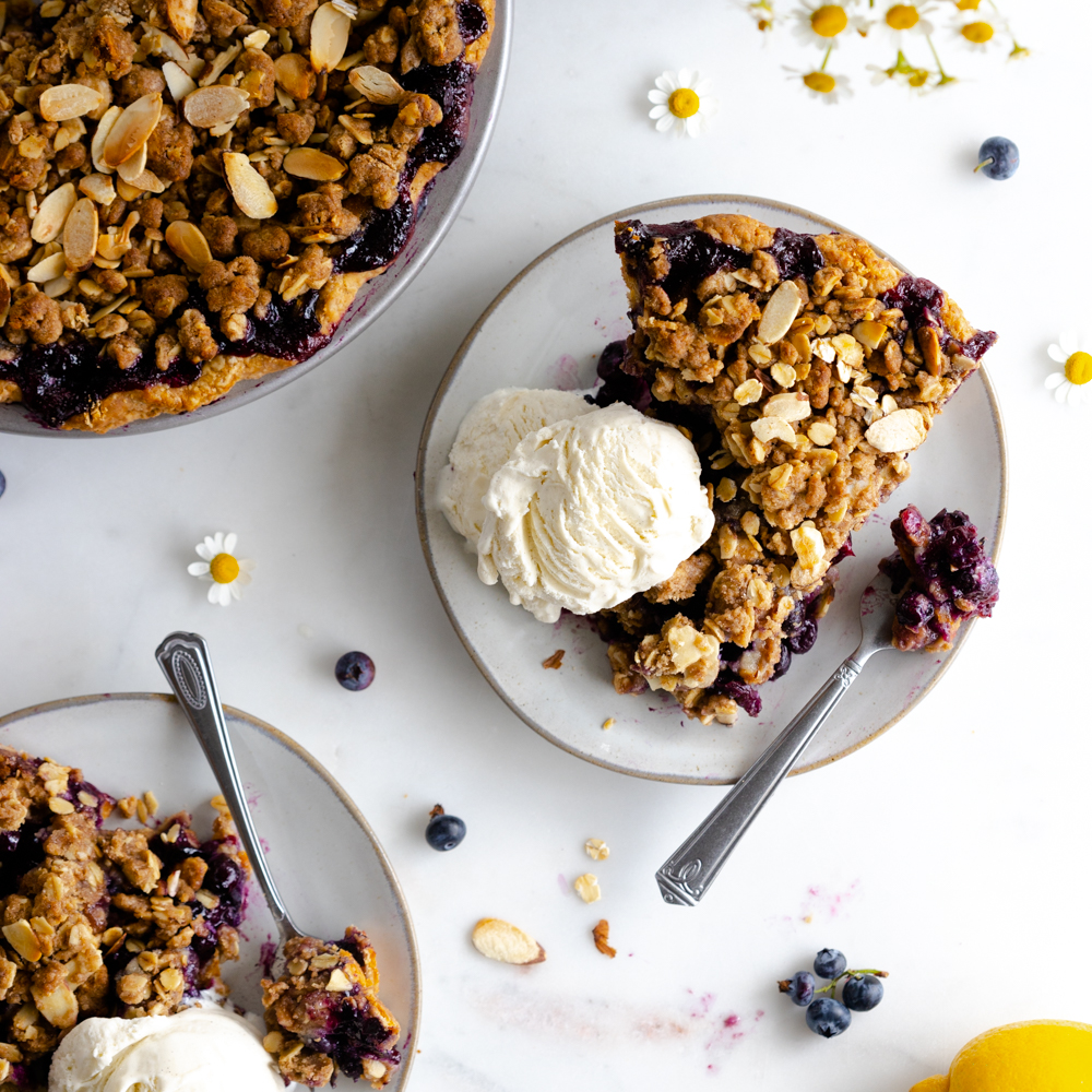 Blueberry Almond Crumble Pie by Baking The Goods