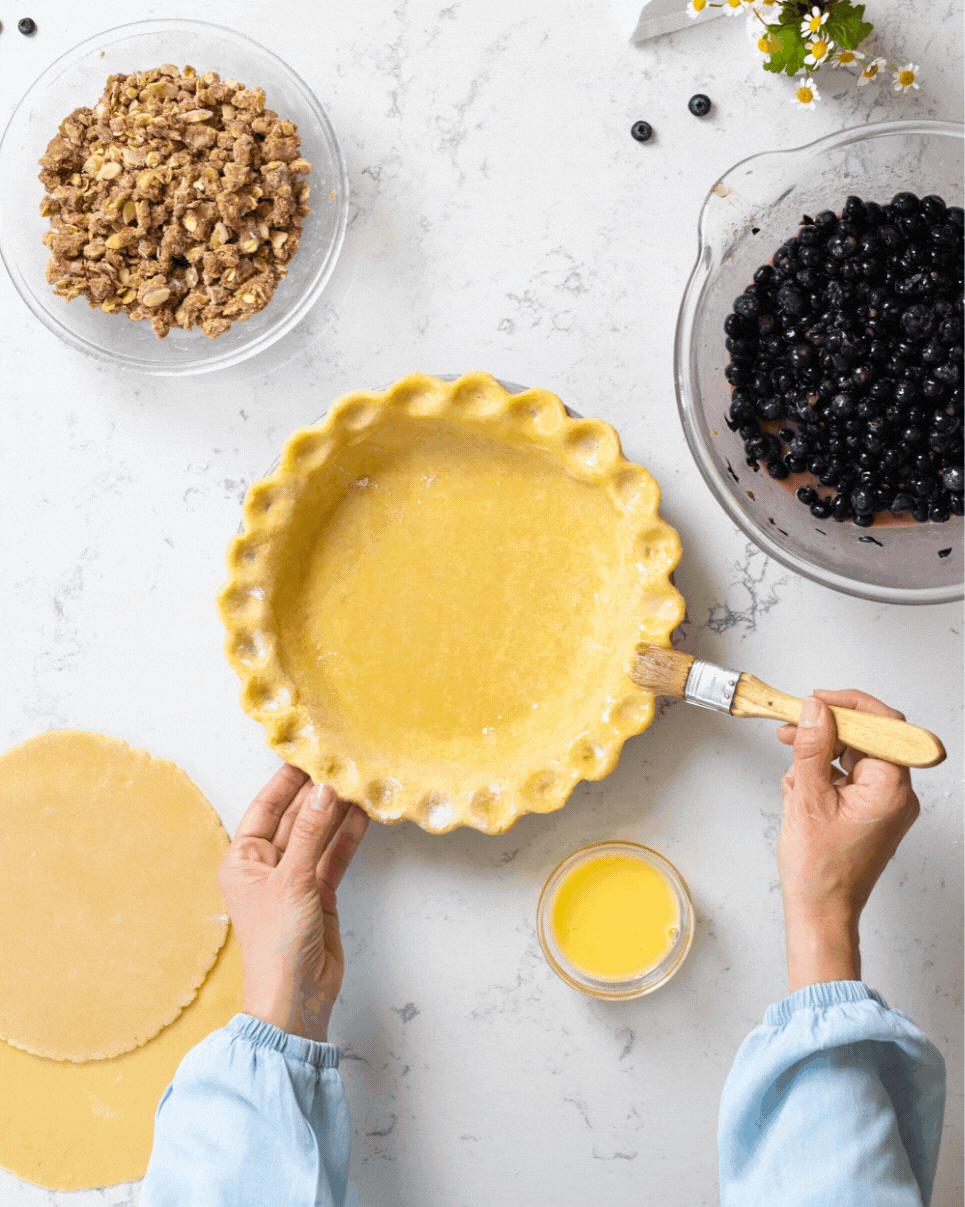 Filling Blueberry Almond Crumble Pie Gif