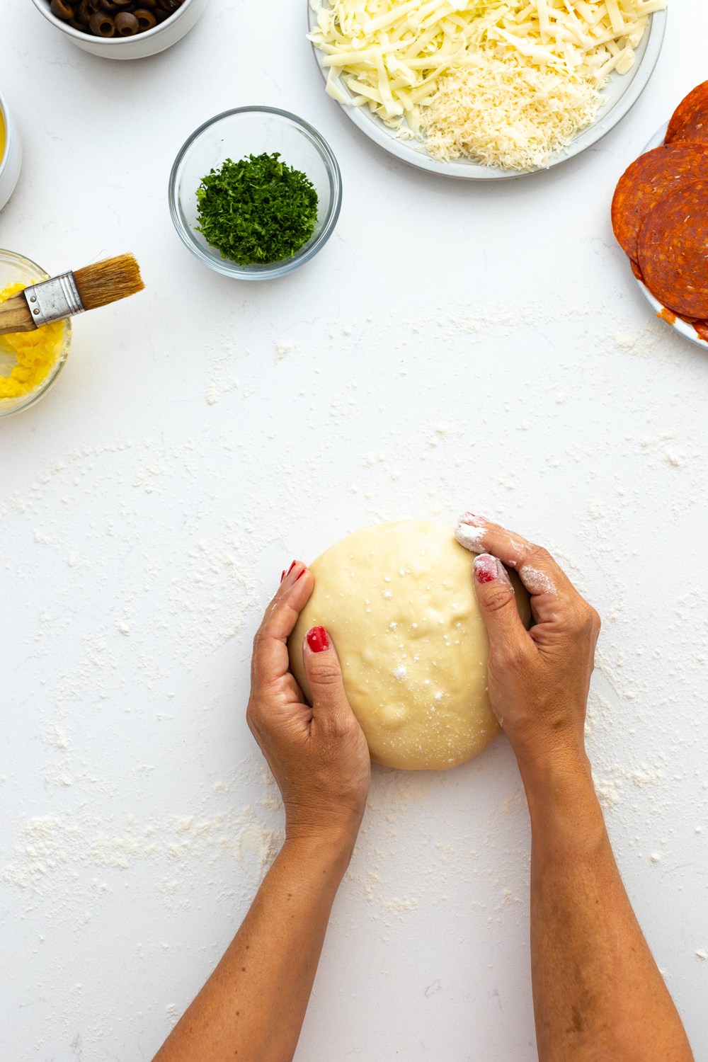 Stromboli ingredients and Quick and Easy Pizza Dough