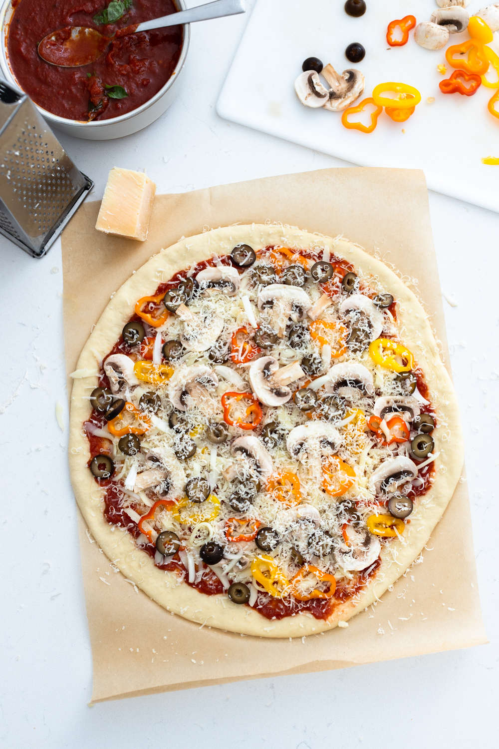 Quick and Easy Pizza Dough Veggie Supreme Pizza