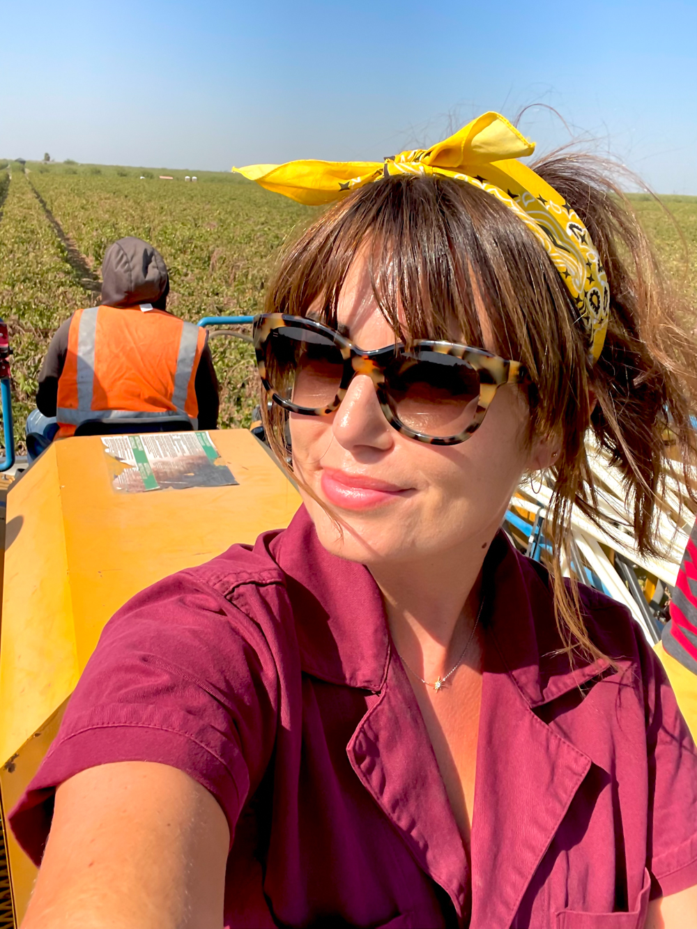 Riding a Raisin Harvester in Madera, CA