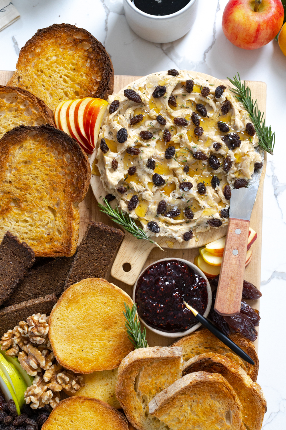 Cinnamon Raisin Honey Butter Board with toast, fruit and nuts