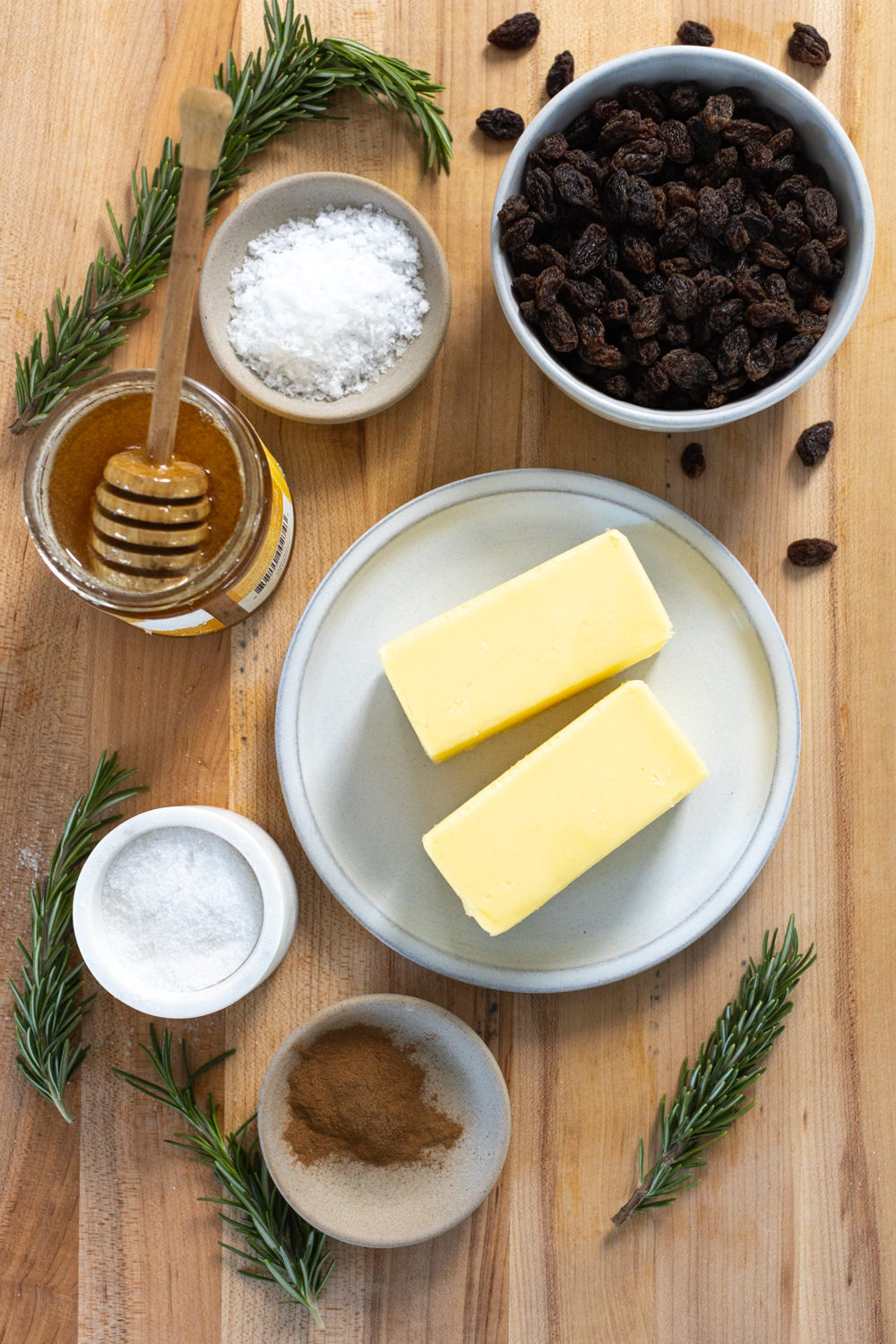 Ingredients for the Cinnamon Raisin Honey Butter Board