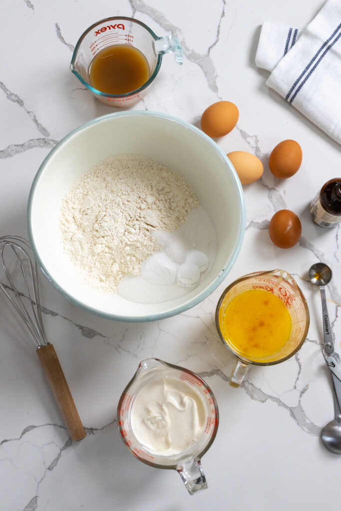 coffee cake ingredients ready to mix