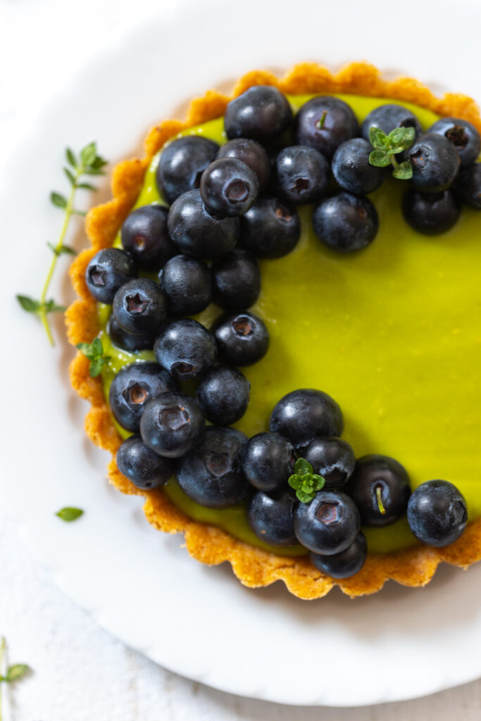 Avocado Blueberry Tarts with Almond Shortbread by Baking The Goods