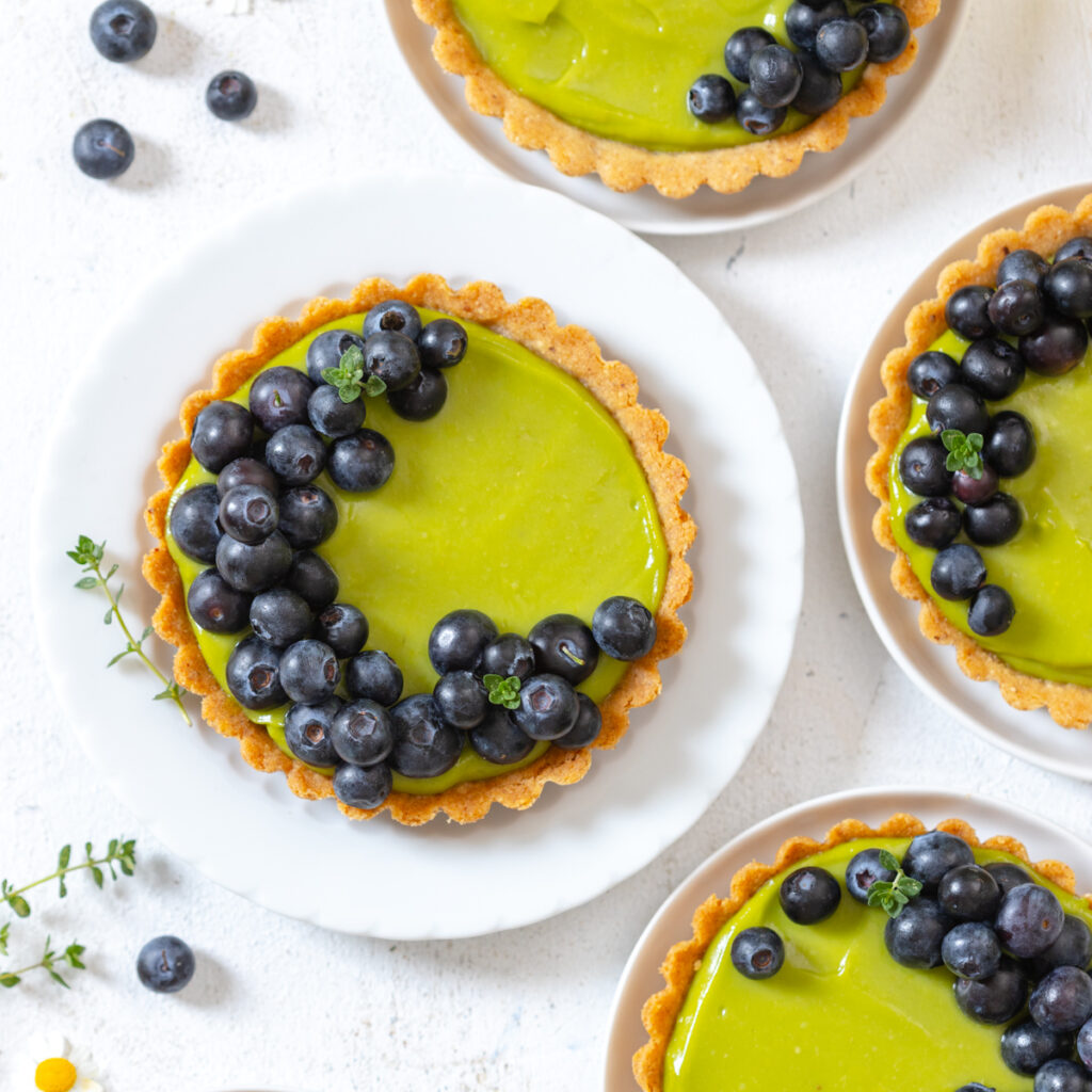 Avocado Blueberry Tarts with Almond Crust by Baking The Goods