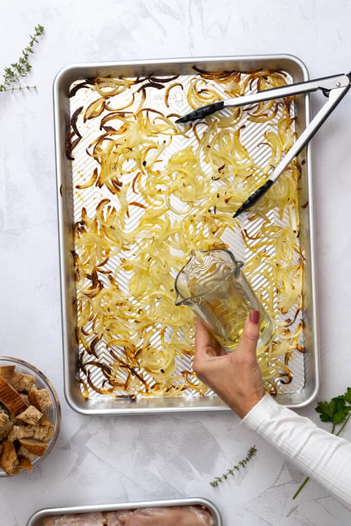 deglazing sheet pan French onions