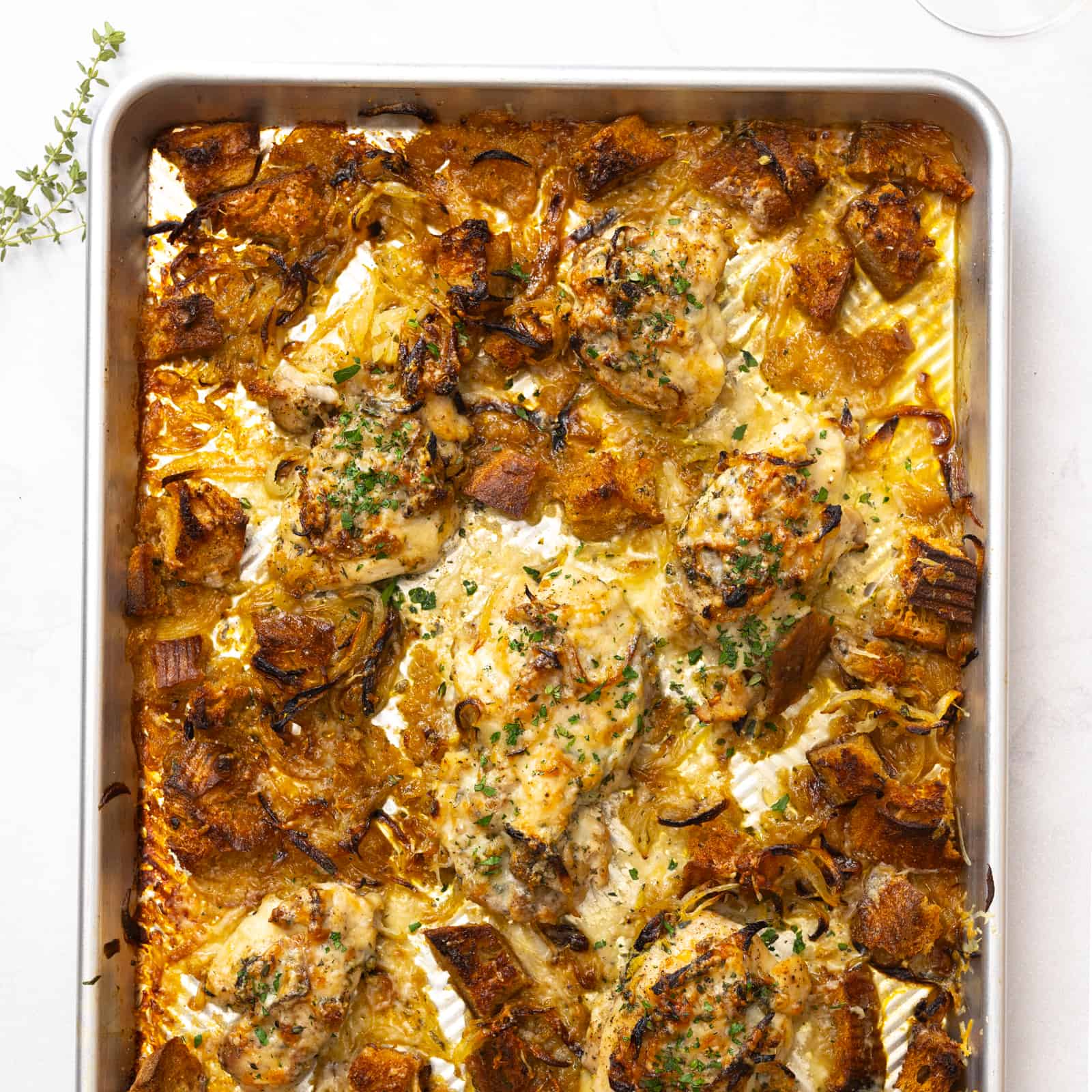 French Onion Sheet Pan Chicken by Baking The Goods