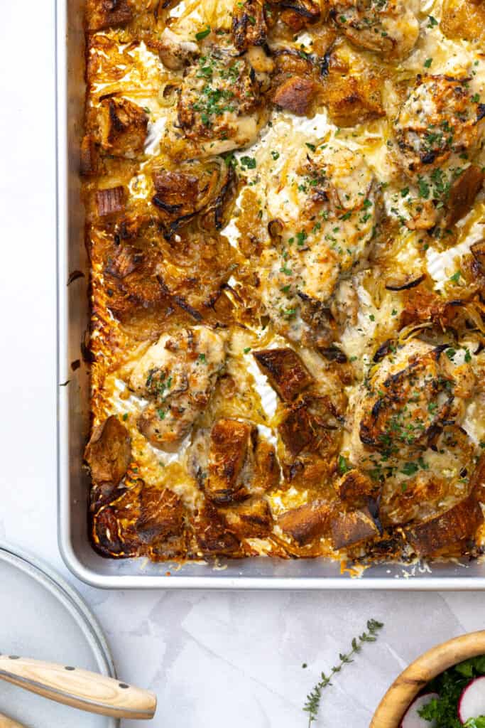 Chicken dinner baked on sheet pan