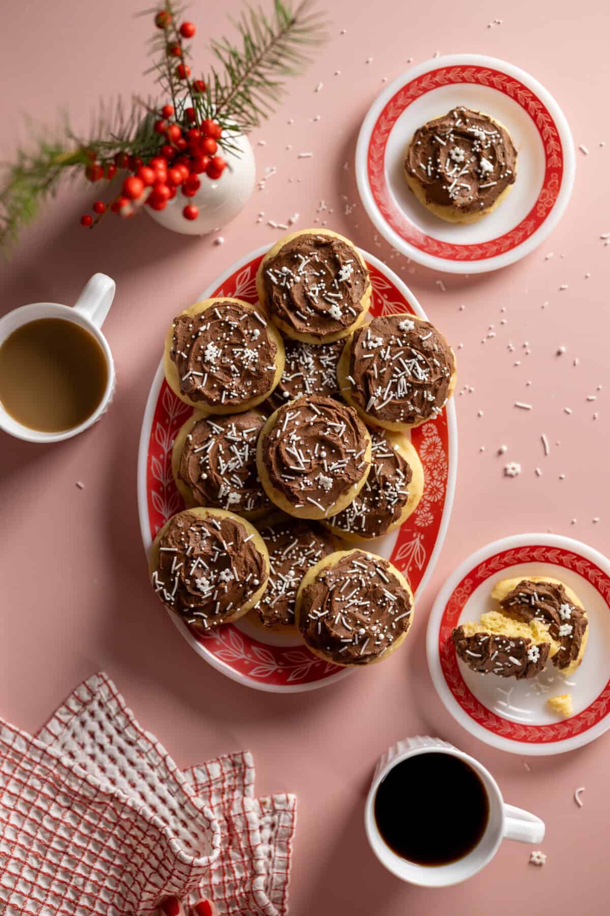 Chocolate Frosted Sour Cream Cookies with Sprinkles