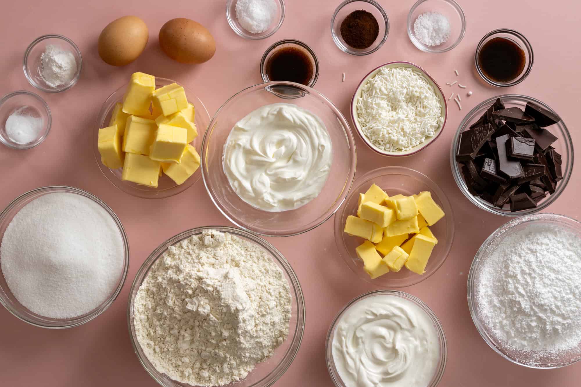 Ingredients for Sour Cream Cookies with Chocolate Frosting