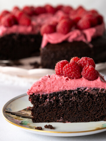 Chocolate Cake with Raspberry Cream Cheese Frosting by Baking The Goods