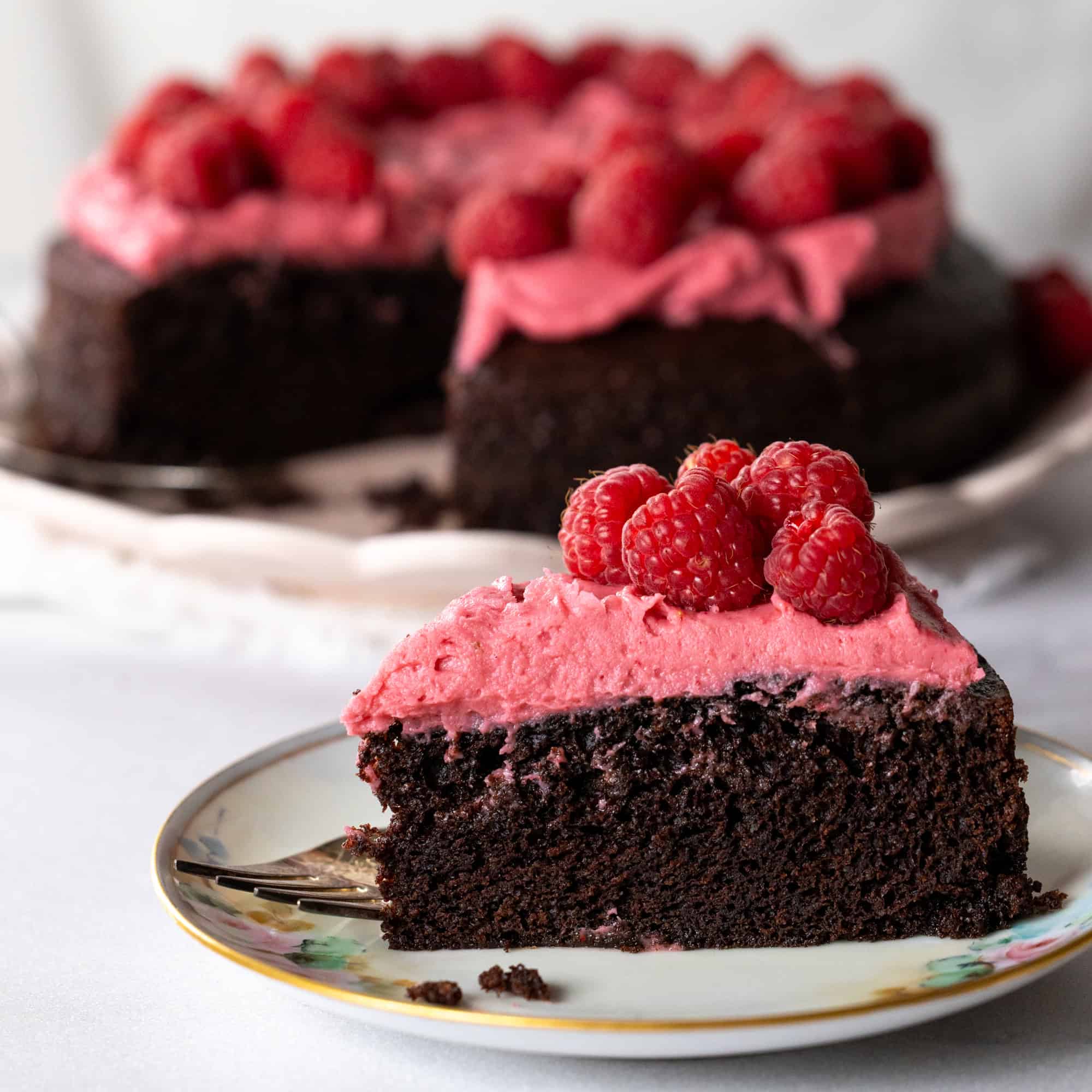 Chocolate Cake with Raspberry Cream Cheese Frosting | Baking the Goods