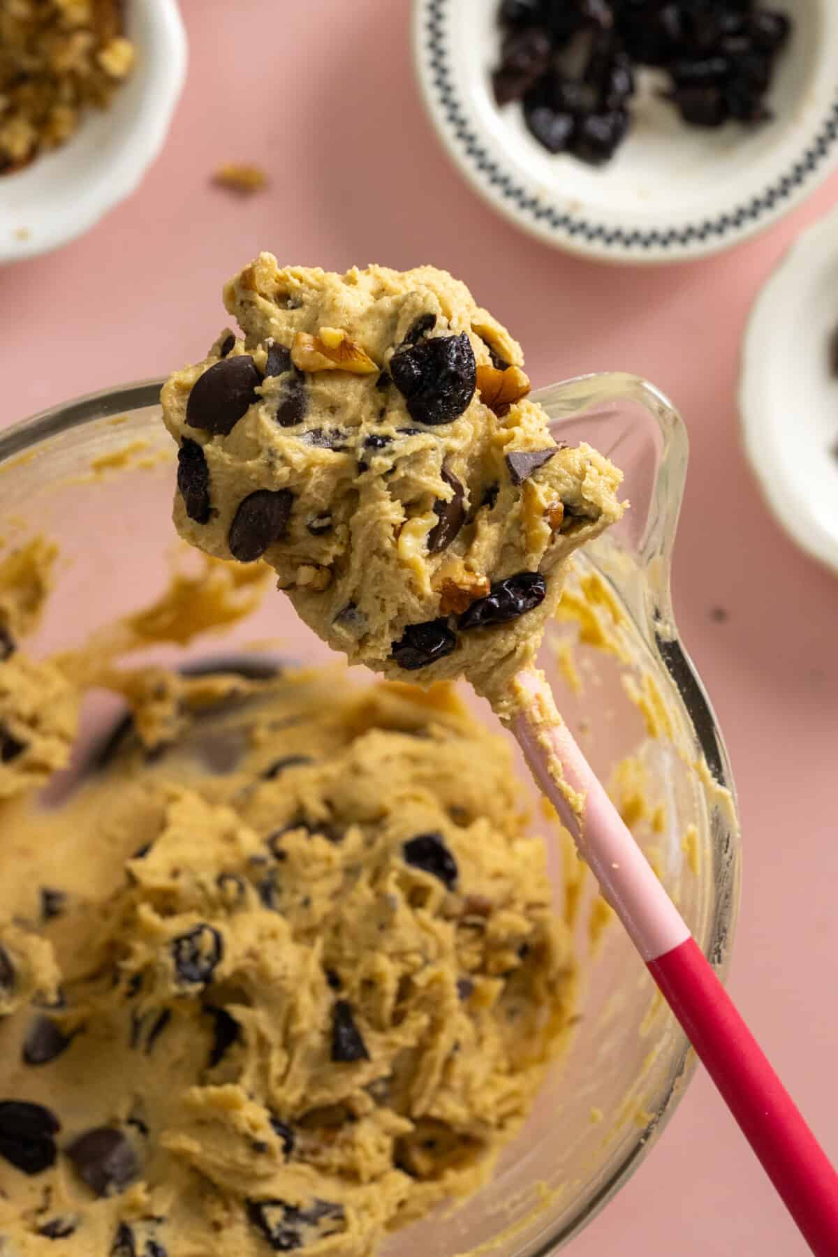 Prune Cherry Chocolate Walnut Tahini Bar dough