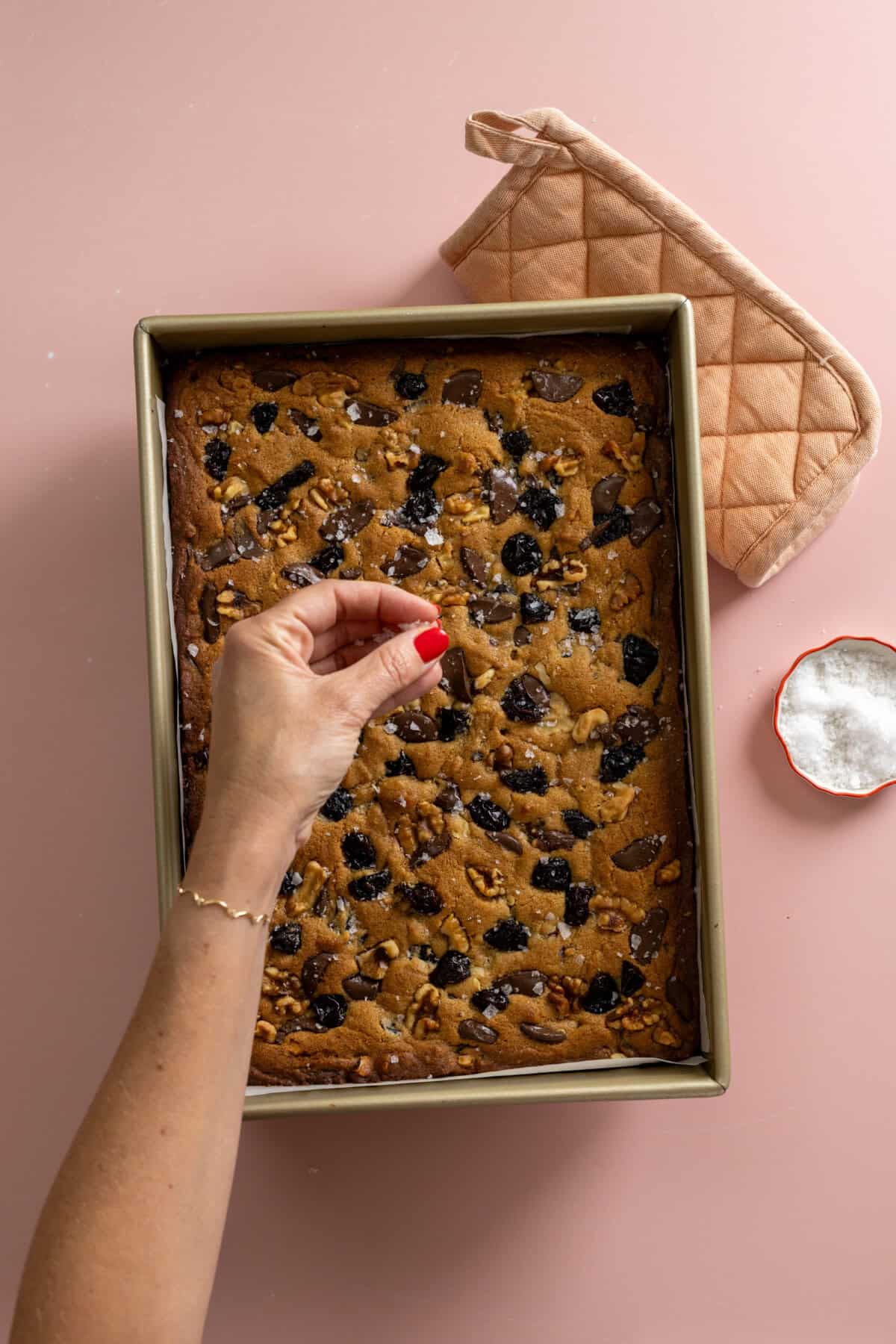 Salting Prune Cherry Chocolate Walnut Tahini Bars
