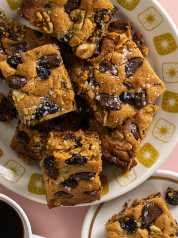 Prune Cherry Chocolate Walnut Tahini Bars by Baking The Goods