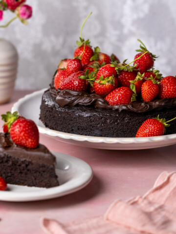 Avocado Chocolate Cake with Strawberries by Baking The Goods