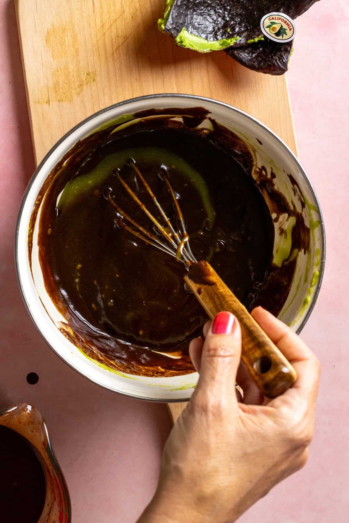 Mixing Avocado Chocolate Cake batter
