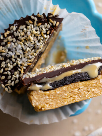 Chocolate Tahini Prune Oat Cups by Baking The Goods