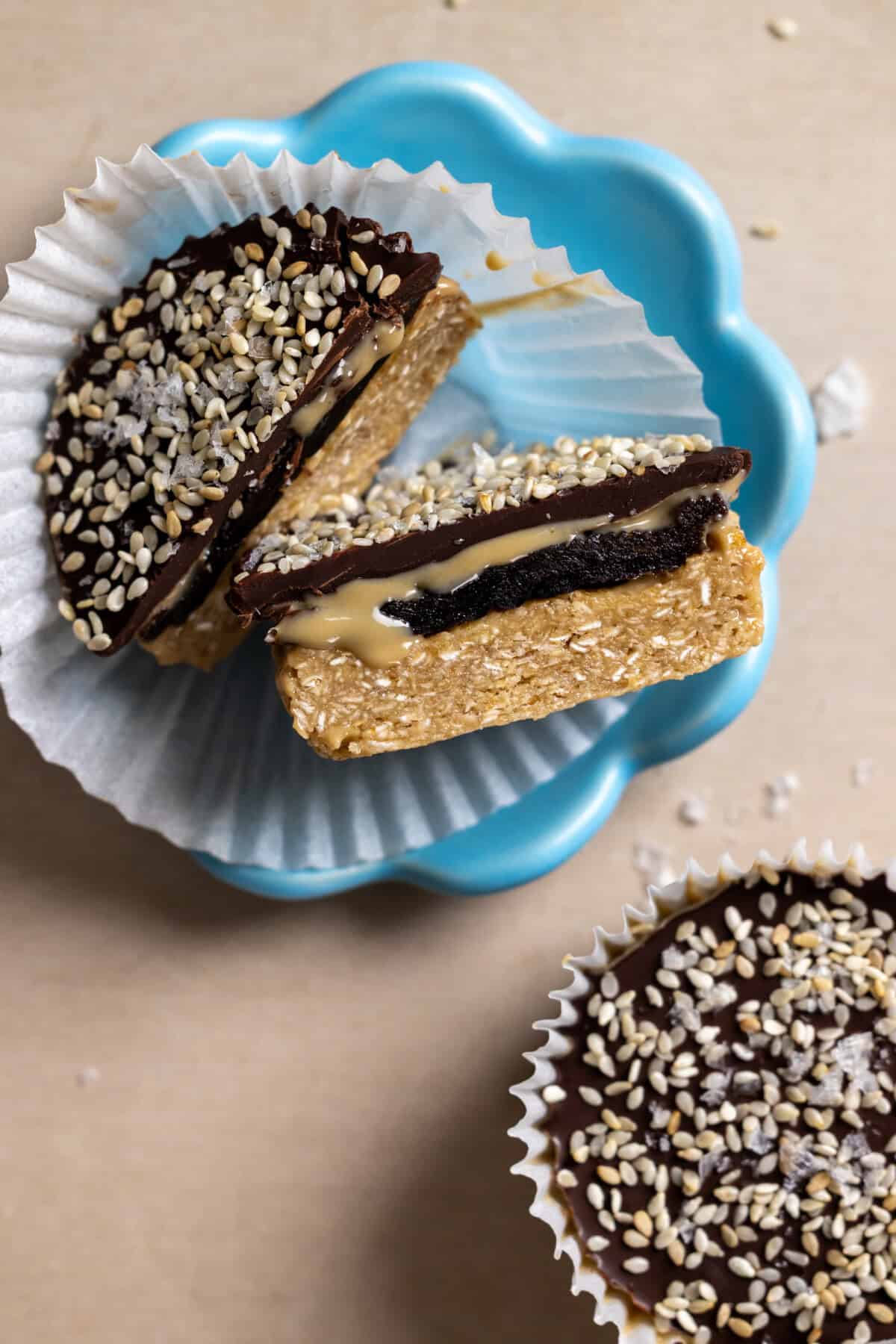 Chocolate Tahini Prune Oat Cups