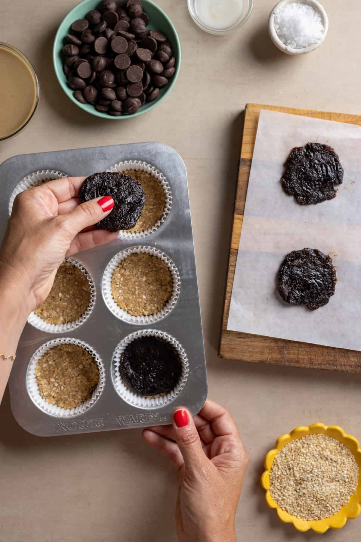 adding smashed Prunes to oat cups