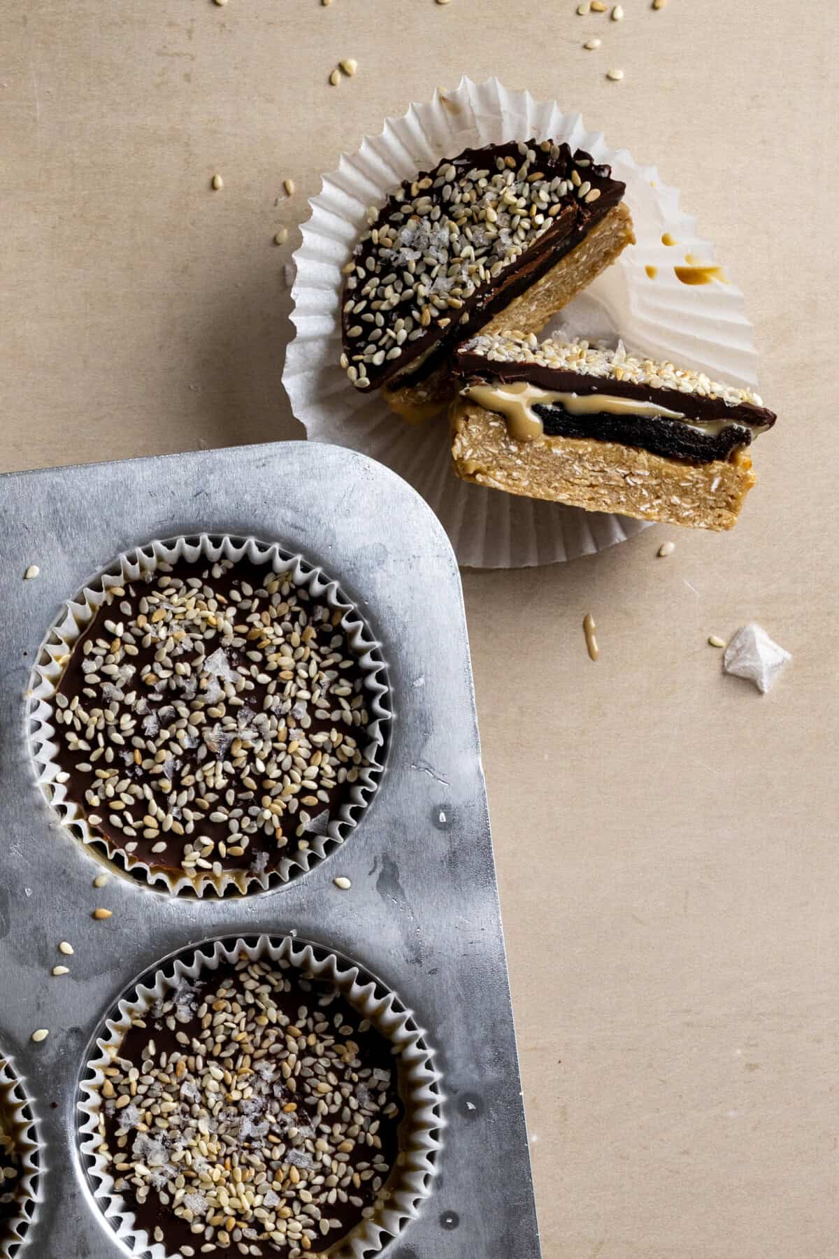 Chocolate Tahini Prune Oat Cups