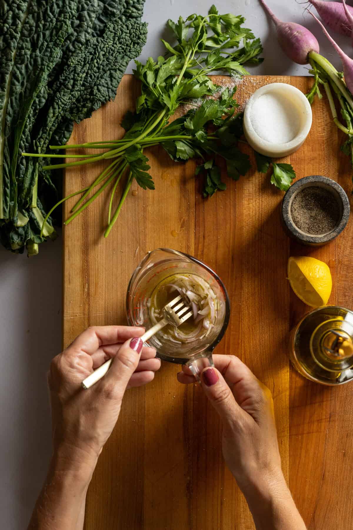 Mixing Lemon Shallot Dressing