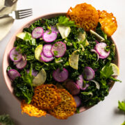 Kale Radish Kohlrabi Salad with Cheddar Frico by Baking The Goods