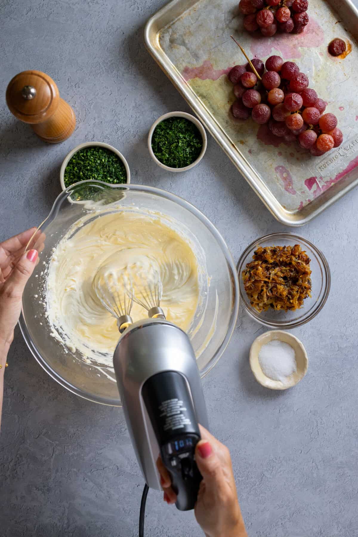 blending cream cheese and sour cream